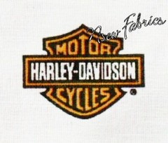 HARLEY DAVIDSON Fabric CLASSIC Logo Allover on White 18 x 18 Quilt Sewing Sm FQ