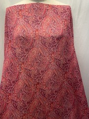 Silk Cotton Blend Batiste Plum Raspberry Paisley Print Fabric By The Yard 56″ W