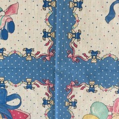 Vtg TOYS & BOWS Pastel BABY Quilt PANEL Fabric 17″ x 44″ Springs Industries