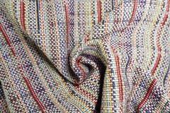 Heavyweight Upholstery Fabric Multi-Color Stripe Taupe Aqua Rust Blue 56″x 1.5 Y
