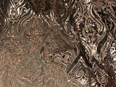 Gold Black1way Stretch Embroidery sequins Mesh Lace fabric 50” Width 1 Yard