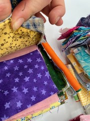 Lot of quilt scrap craft 9 bundles of cotton fabric Flowers Deer poka dot