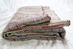 Heavyweight Upholstery Fabric Multi-Color Stripe Taupe Aqua Rust Blue 56″x 1.5 Y