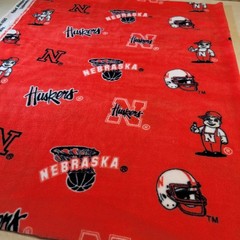 Nebraska Huskers Red Fleece Fabric 60″x35″ NCAA College Team Sports Print