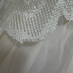 Vintage Ivory Lace Sheer Curtain Panels 54×85 Pair AS IS Flaws Snags 2 PC Crafts