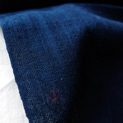 Hand Woven Ancient loom woven fabric indigo blue dyed yarn natural plant dyed