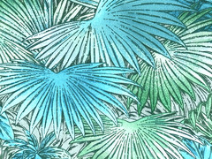 Tommy Bahama Leaf Tropical Print Fabric Green Blue Tan Palm Leaves 3.25 Yard Lot