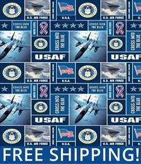 United States Air Force Print Fleece Fabric – 60″ Wide – Sold by The Yard & Bolt