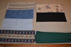 Cotton fabric, 46 pieces of mixed prints, 0.3-0.4 yds each, over 5 lbs total