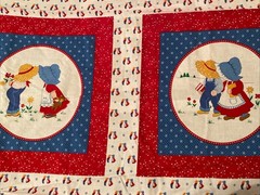 1 Panel with 2 Images Boy and Girl For Pillows or Quilt Projects 14 1/2 X 13 1/2