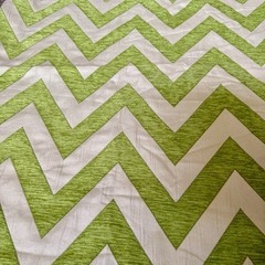 Vintage Lime Green White Chevron Upholstery Fabric Chenille 36” x 60” New