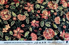 Fine Cotton Corduroy Fabric Multicolor Floral On Black Background 50″ x 43″
