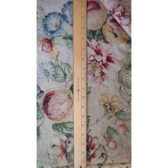 Vintage Floral Fruit Screen Printed Fabric Linen Look 152×55 Scotchgard ESD
