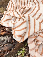 Herringbone Striped Neutral Organic Cotton Double Face Fabric By 2 Meters.