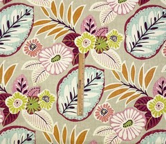 RICHLOOM TRACEY FLORA BLUE LARGE FLORAL LEAF LINEN MULTIUSE FABRIC BY YARD 54″W
