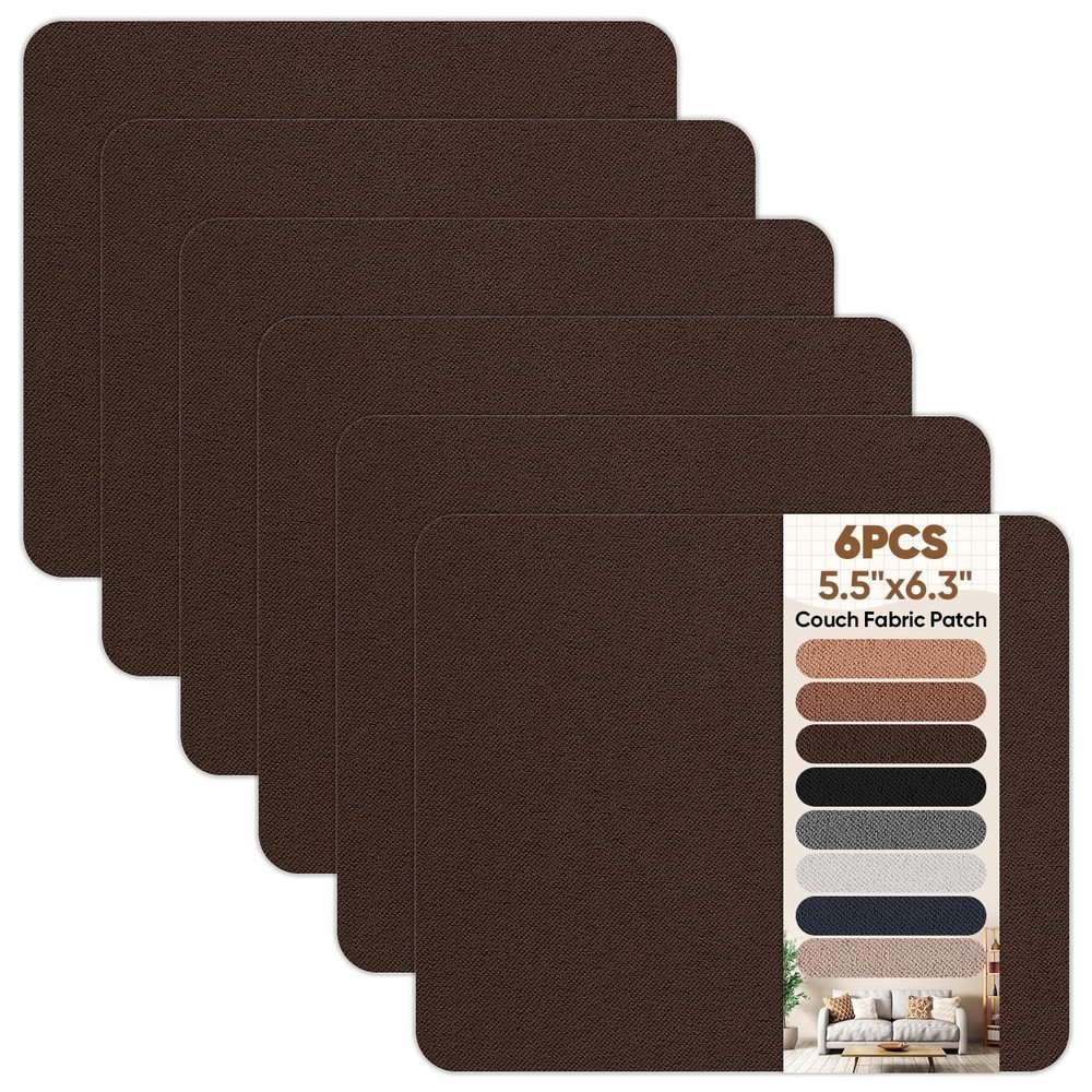 Couch Patch Repair Fabric 6 Pcs Self Adhesive Microfiber Upholstery Dark Brown