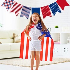 8 Pcs Patriotic Fabric Squares Cotton Fabric Bundles Red Blue White Star Stripe