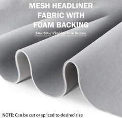 Gray Mesh Headliner Fabric 54″ L × 60″ W with Foam Backing, Auto Interior Roof R