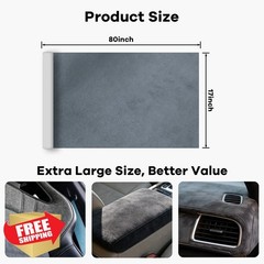 TREEHAC Dark Gray 17″x80″ Suede Fabric car wrap