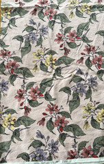 4 yds Vtg Pale Pink Floral Fabric Hamil Textiles #23212 Linen or Cotton Blend