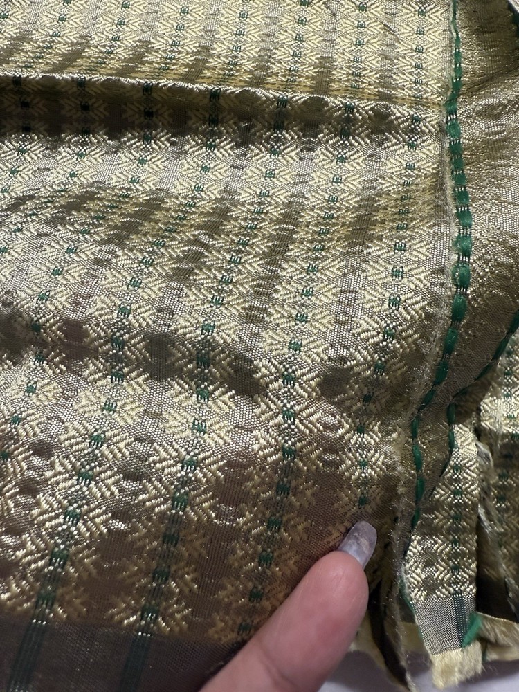 JACQUARD BROCADE FABRIC-saree blouse piece-BEIGE Golden 32″X29″ banarsi GREEN