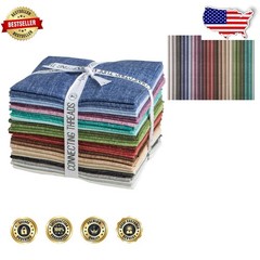 Oeko-Tex Certified Cotton Quilting Fabric: 24pc Fat Quarter Chambray Bundle