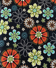 HTF “Esmerelda” Floral Fabric By Michael Miller MCM Green Orange Blue Black BTY