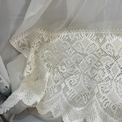 Vintage Ivory Lace Sheer Curtain Panels 54×85 Pair AS IS Flaws Snags 2 PC Crafts