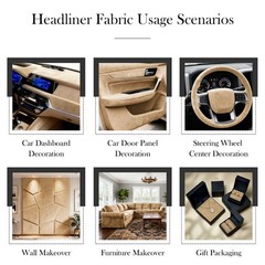 Brown Suede Headliner Fabric, 54 L×60 W Car Headliner Material, Tela para Tapiza