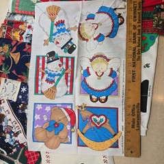 1 lb Vintage Christmas Fabric Remnant Bundle Quilt Craft Sewing Lot fat quarters