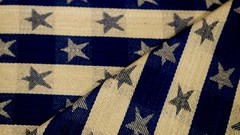 Vintage Primitive Navy Blue Tan Plaid Homespun Americana Patriotic Quilt Fabric