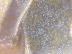Ivory Gold Dragon Brocade Fabric 45” Width Sold By The Yard