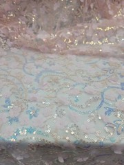 Rose Light Pink 3D embroidery Iridescent Sequins Lace Fabric Sold By The Yard