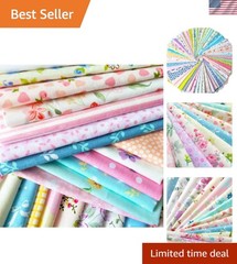 50pcs Floral Cotton Fabric Squares – 10″ Precut Squares for Quilting & Crafting