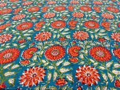 5 Yard Hand Block Print Handmade Cotton Indian Natural Multi Floral Print Fabric