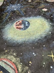 Vintage Outer Space Galaxy Cotton Fabric – Planets Saturn Nebula Stars Material