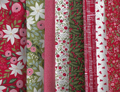 Moda Lella Boutique Christmas Berry & Pine Cotton Quilt Fabric 8 Fat Quarters