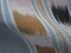 Suzanne Tucker’s MIRAGE Ikat Woven Ethnic Stripe Blue Mustard Navy 2 sizes u pic