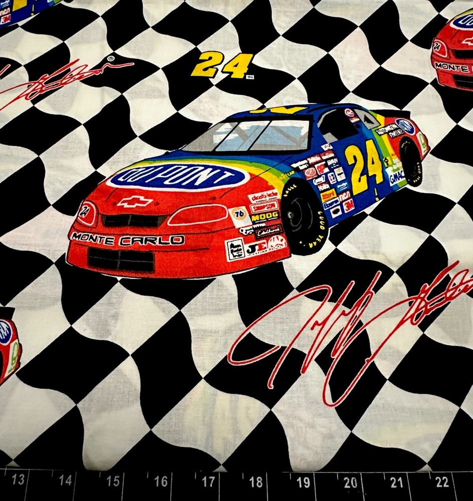 HTF NASCAR 1996 Jeff Gordon 24 BTY Flag High Speed Race Retro Cotton Fabric