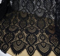 Black Heavy Eyelash Scalloped Lace Apparel Fabric Cloth DIY 59″Wide By The Yard