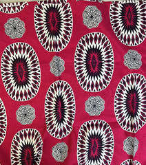 Veritable Real Wax AS Hollandais Fabric 1 Yd 32″ Red Black Ethnic Medallions