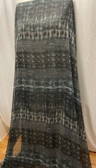 Poly Rayon Blend Chiffon Abstract Ikat Tribal Black Teal Fabric By The Yd 60″W