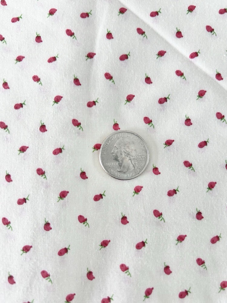 Vintage Red Berry On Ivory Cotton Fabric 87” x 44”
