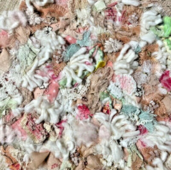 Hand-sewn Wildflower Studio original fiber art collage 7×6.75″
