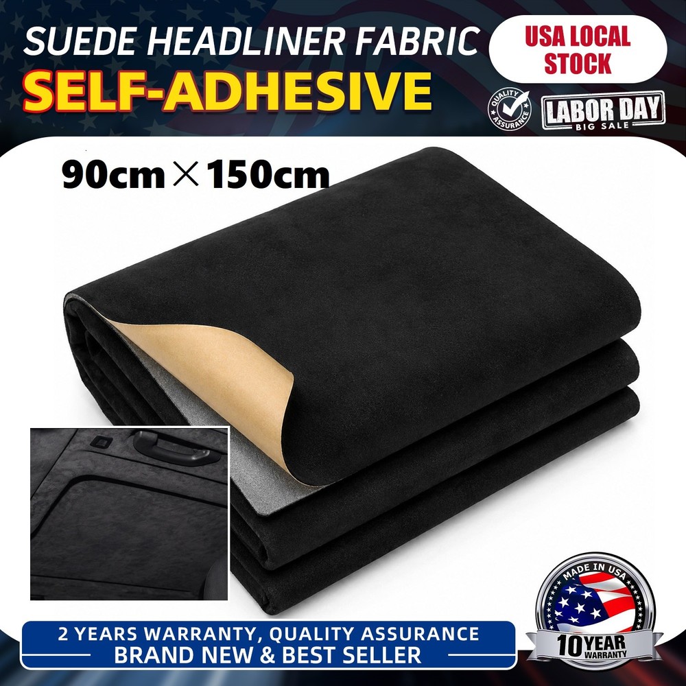 Suede Headliner Fabric with Adhwsive Backing Black 35″× 60″ Car Interior Roof