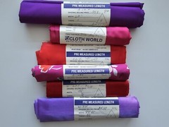 Polyester Nylon Acetate Fabric Lot Of 6 Pre-cut Sheets / Purple Red Fabric