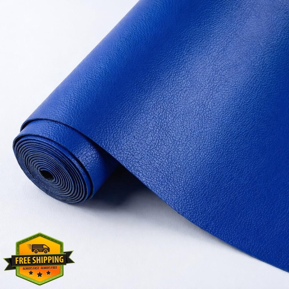 PYGMTYU Faux Leather Fabric Royal Blue 1ft Soft Skin Grain PU Vinyl