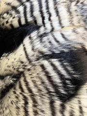 Black White Fancy Feather Long Hair Faux Fur Upholstery Fabric