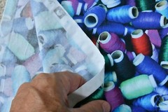 By 1/2 Yd, Packed Green Red Blue Thread-Spools Quilt Cotton/Jo-Ann/Sewing,P5385