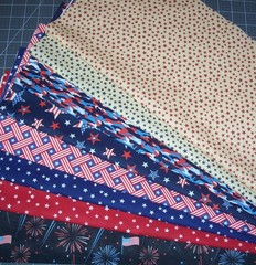 8 Patriotic Fat Quarters Bundle Fabric American Red White Blue Precut Cotton